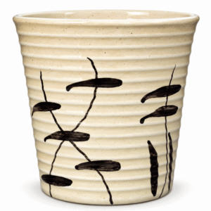 Cream Ribbed Ceramic Planter