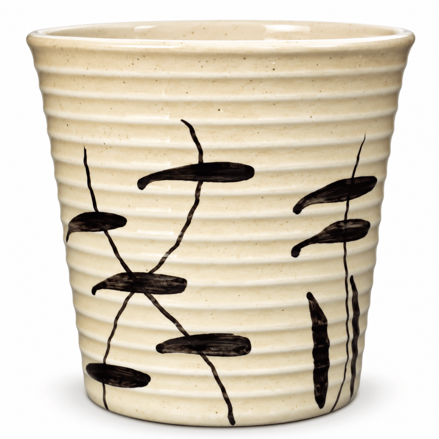 Cream Ribbed Ceramic Planter