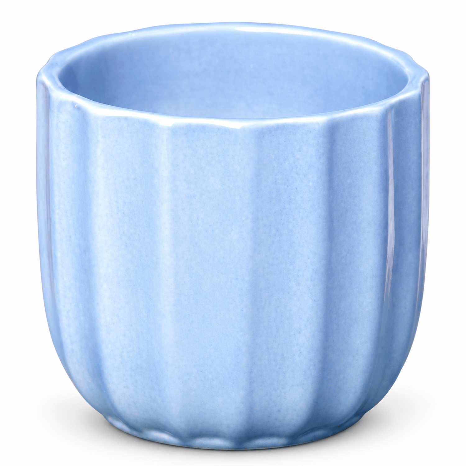 Blue Ribbed Ceramic Planter